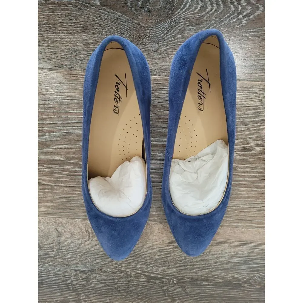 Trotters Women's‎ Blue Suede Kitten Heels size 6WW Pumps #7